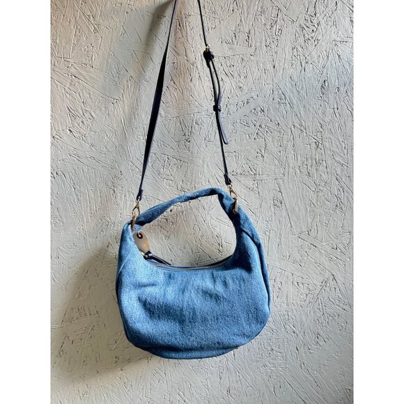 Macy's On 34th denim top handle hobo crossbody bag - Denim Blue - Picture 8 of 16